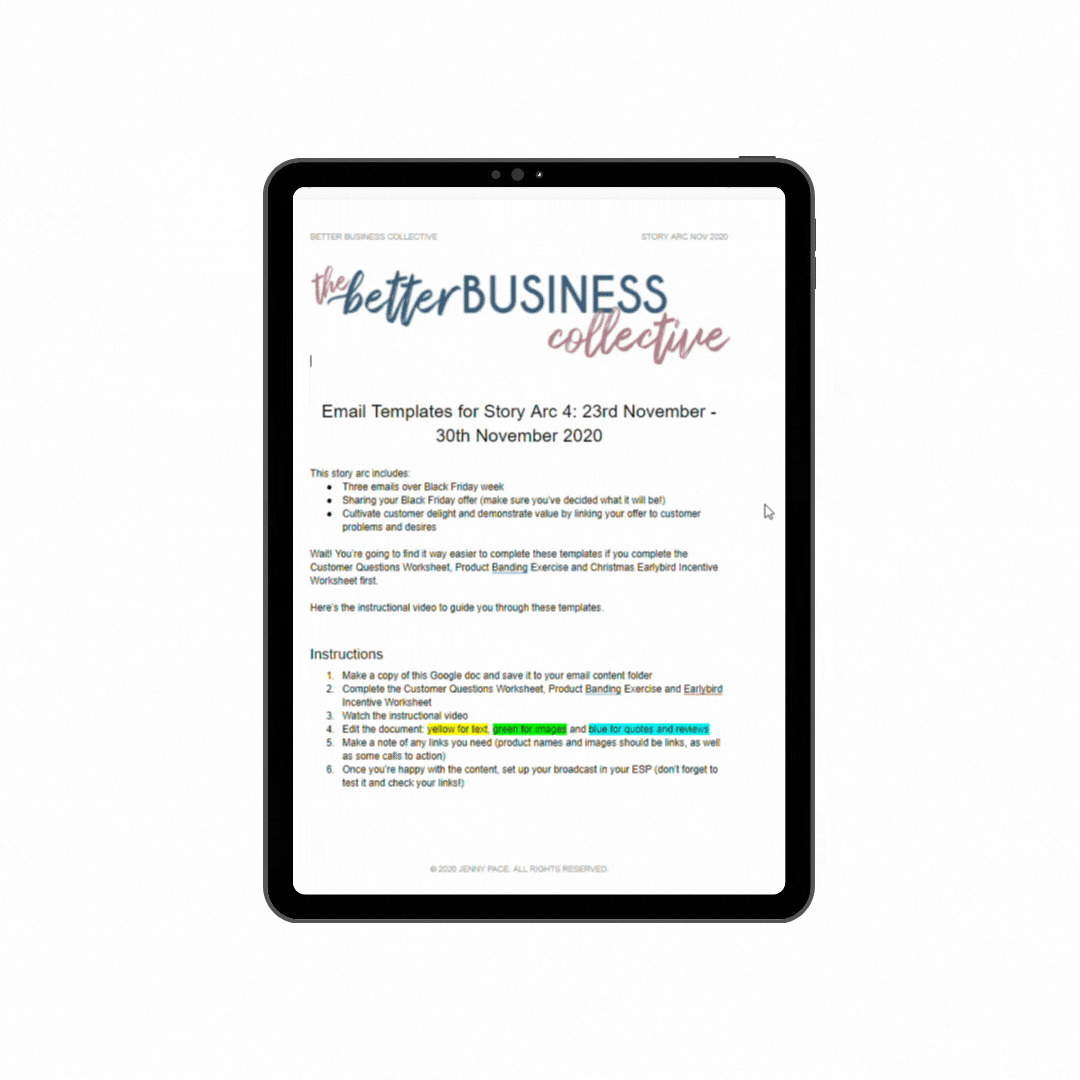 A scrolling video to show a sample of an email template within The Better Business Collective